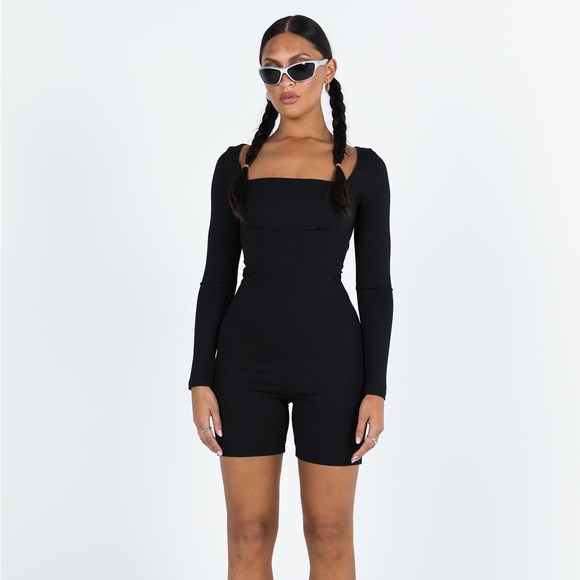 Princess Polly Pants - Princess Polly Black Long-Sleeve Romper